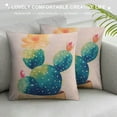 thumbnail image 3 of Fenyluxe Summer Style Cactus Decor Throw Pillow Cover Tropical Plants Cactus Flowers Succulent Throw Pillow Case Square Home Decorative Couch Pillow Cover 20x20in, 3 of 5