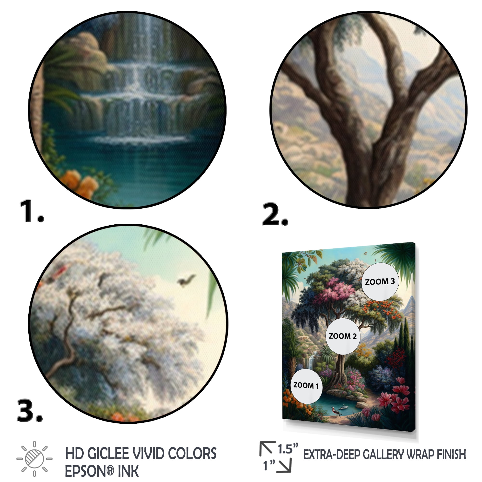 Designart Tree At The Center Of Jungle Paradise I Canvas Wall Art