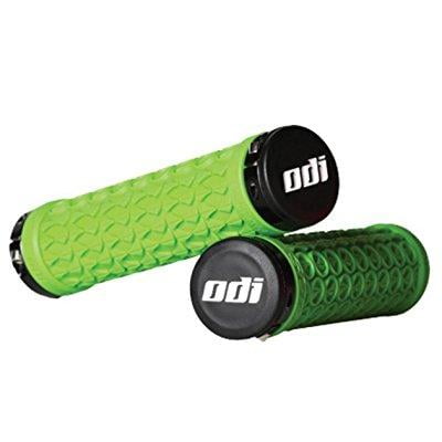 SDG Hansolo Grips, ODI Lock On, Lime Green w/ Black Ano Lock Rings and Snap Cap End