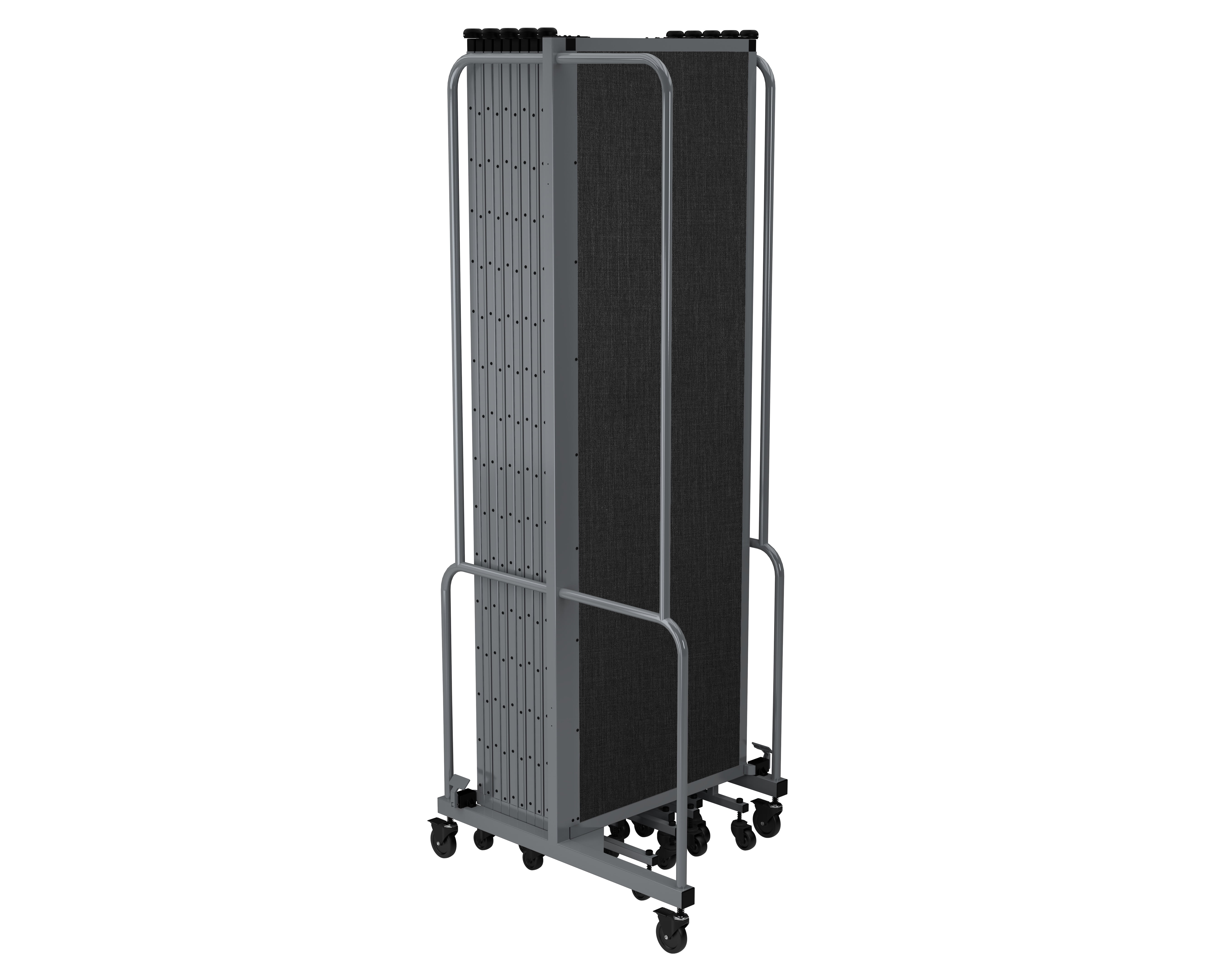 Hampden Furnishings Otis Collection Portable Room Divider, 11 Black Panels, Grey Frame