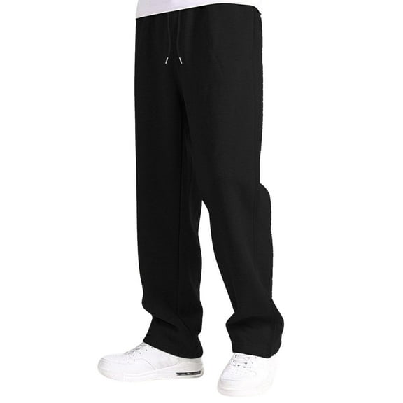 HNMKIU Kids Sweatpants Boys Girls Baggy Straight Leg Open Bottom Casual Pants Elastic Waist Athletic Joggers with Pockets Black,5-6 Years