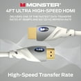thumbnail image 4 of Monster HDMI Cable 4k Ultra HD with Ethernet - Corrosion-Resistant 24k Rose Gold Contacts and V-Grip Connection - HDMI Cable for PS3 and Computer Monitor - 4 FT, 4 of 9