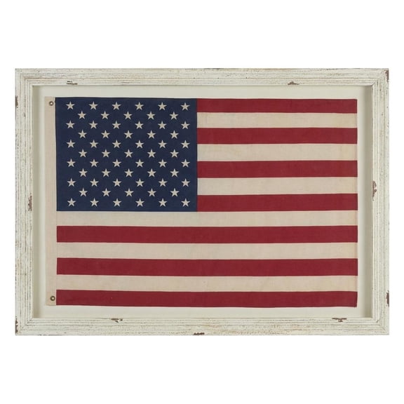 LARGE FRAMED AMERICAN FLAG UNDER GLASS