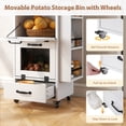 thumbnail image 5 of JOIVI 16.0" Potato and Onion Storage Bin on Wheels, 4-Tier Rolling Fruit and Vegetable Organizer with Side Rack & Drawers, Movable Bread Box Cabinet with Mesh Doors for Kitchen, White, 5 of 8