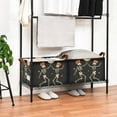 thumbnail image 3 of Yayeee Foldable Storage Basket for Shelves with Handles Set of 2 Waterproof Cloth Bins, Black Halloween Dancing, 3 of 7