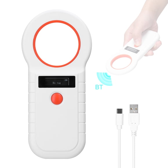 Mistaha Wireless RFID Reader for EMID/FDX-B Electronic Tags - White Portable Scanner with OLED Display and Long-lasting Battery - Supports USB/2.4G/Bluetooth Interface, Stores 128 Tag Info - Ideal