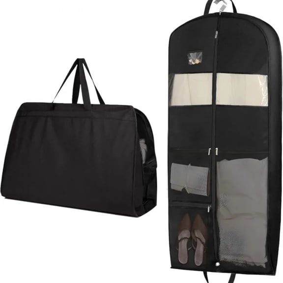 Travel Bag with Zipper Pocket, Garment Bag for Suits, Dresses, Coats. Suit Rack with Handles, Foldable Hanging Garment Bags