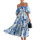 thumbnail image 2 of Vestido Básico Vestido básico con estampado floral Vestido sin espalda para mujer Vestido casual Traje de playa (Azul XL) Cgtredaw Para estrenar, 2 of 6