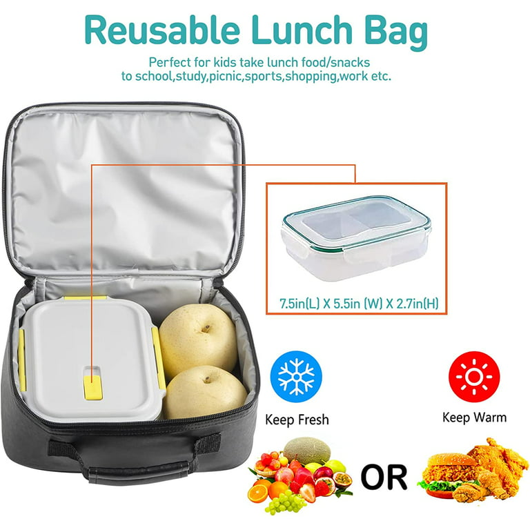 Lunches Snack Box 2 Compartments Insulated Lunch Box Leakproof Food Snack  Container Stainless Steel for Kids Toddler Girls Boys
