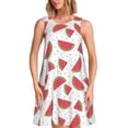 thumbnail image 1 of Balery Hand Drawn Watermelon Vestidos de verano para mujer con estampado: vestido holgado sin mangas, vestido playero informal y cómodo para días calurosos., 1 of 7