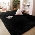 thumbnail image 1 of SAYFUT Rug Rectangle Oblong Shape Bedroom Fluffy Rugs Anti-Skid Shaggy Area Office Sitting Drawing Room Gateway Door Carpet Play Mat, 63'' x 90.5'', Black, 1 of 5