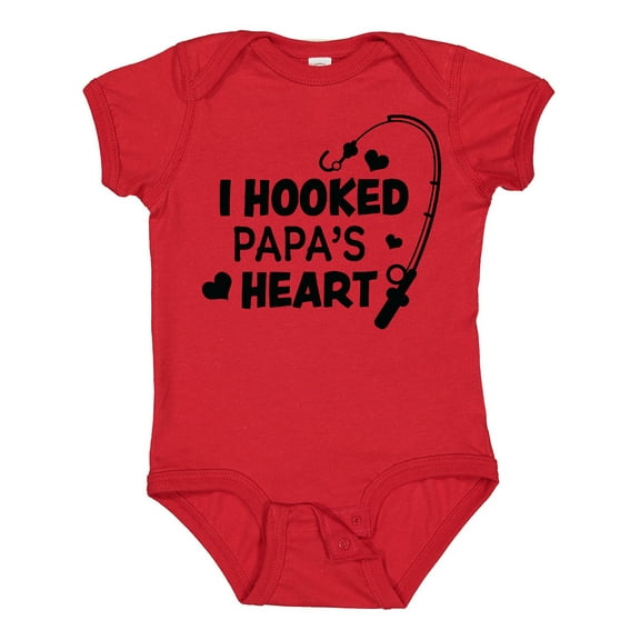 Inktastic I Hooked Papa's Heart with Fishing Rod Boys or Girls Baby Bodysuit