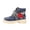 25#Blue, variant on Women Denim Floral Rose Embroidery Lace Up Platform Ankle Martin Boots Lug Sole High Top Short Booties