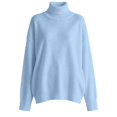 thumbnail image 5 of Yigetop Women's Cable Knit Turtleneck Sweater Soft Cozy Long Sleeve Pullover Casual Tops Warm Knitwear for Fall Winter Daily Wear Sky Blue S, 5 of 6