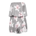 thumbnail image 5 of HCYSFG Womens Floral Rompers Bandeau Strapless Tube Top Summer Beach Elastic High Waist Jumpsuits Wide Leg Shorts Pocket One Piece Casual Playsuits, 5 of 5