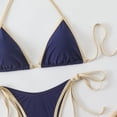 thumbnail image 4 of Sevevn Women's Color Block Triangle Bikini Set Halter Side Tie Thong Two Piece Swimsuit Navy L, 4 of 7