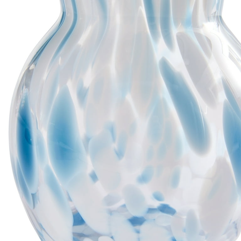 Better Homes & Gardens Tortoise Glass Vase, 7'', Blue and White