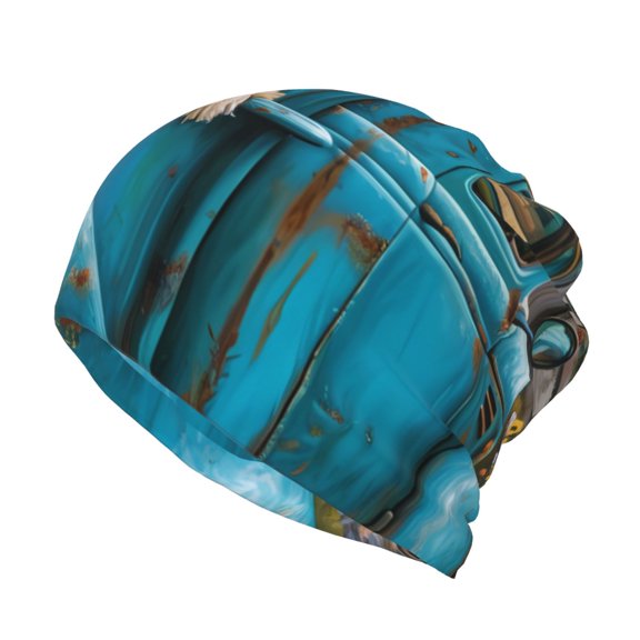 Vsdgher Vintage Pickup Sunflower Dog Slouchy Beanie Hat for Men/Women, Skull Cap Chemo Cap Night Sleeping Cap