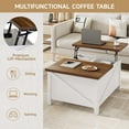 thumbnail image 4 of MARNUR Lift Top Coffee Table with Storage, Wooden Convertible Farmhouse Coffee Table, Rectangle, 4 of 8