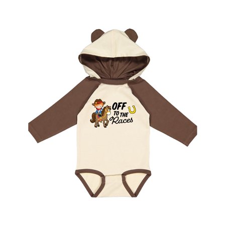 

Inktastic Off To The Races with Cowboy on Horse Gift Baby Boy Long Sleeve Bodysuit