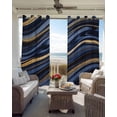 thumbnail image 4 of Marble Blackout Curtains, Light Blocking Print Window Curtains, Navy Blue Modern Abstract Gold Gradual Art Thermal Insulated Window Drapes for Living Room Kitchen Cafe 2 Panels, 84"W x 63"L, 4 of 9