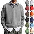 thumbnail image 2 of Yungyresw Men's Long Sleeve Ribbed Polo Shirt Button Collared Casual Pullover Top Ultra-soft Stretch Feel Relaxed Fit Solid Golf Polo Shirts, 2 of 9