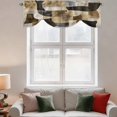 thumbnail image 3 of Tie Up Valances for Windows, Abstract Boho Adjustable Valance Curtains Window Treatment for Living Room/Bedroom Windows, Vintage Black Brown Geometric Rod Pocket Kitchen Curtains & Drapes 60x18 Inch, 3 of 9