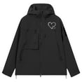 thumbnail image 5 of Hxshgdsn Travel Rain Jacket For Men Women With Hood Heart Printed Waterproof Lightweight Thin Cycling Breathable Windproof Outdoor Black L, 5 of 8