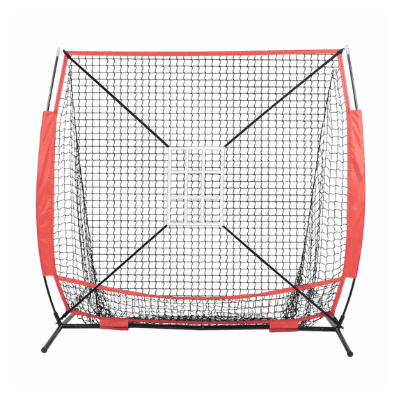 Baseball Softball Practice Net 5x5 ft, Portable Hitting Batting Net with Tee & Target, Training Equipment for Pitching Catching, Bow Frame, Carry Bag