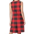 thumbnail image 2 of Buffalo Plaid Red Black Spring Summer Dresses for Women Fashion T-shirt Dress Casual Sleeveless Loose Sundress with Pockets, 2 of 5