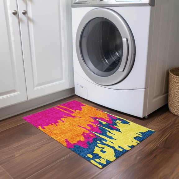 Addison Rugs Chantille Indoor/Outdoor Transitional Abstract Pink Washable Rectangle Rug, 1'8" x 2'6"