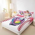 thumbnail image 3 of Erosebridal Girls Baseball Sport Full Size Sheets, Colorful Ice Cream Drip Bed Sheets, 1 Flat Sheet, 1 Fitted Sheet and 2 Pillowcases, 3 of 5