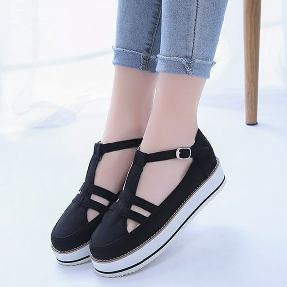 JeashCHAT Clearance Sandals for Women New Summer Thick Sole Women's Shoes Color Hollow Out Casual Round Toe Sandals