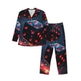 thumbnail image 1 of Fotbe Cosmic Red Sparkle Dice Pijama de Hombre con Estampado de Manga Larga, Conjunto de 2 Piezas, Ropa de Dormir Suave y Cómoda con Bolsillos-X-Large, 1 of 7