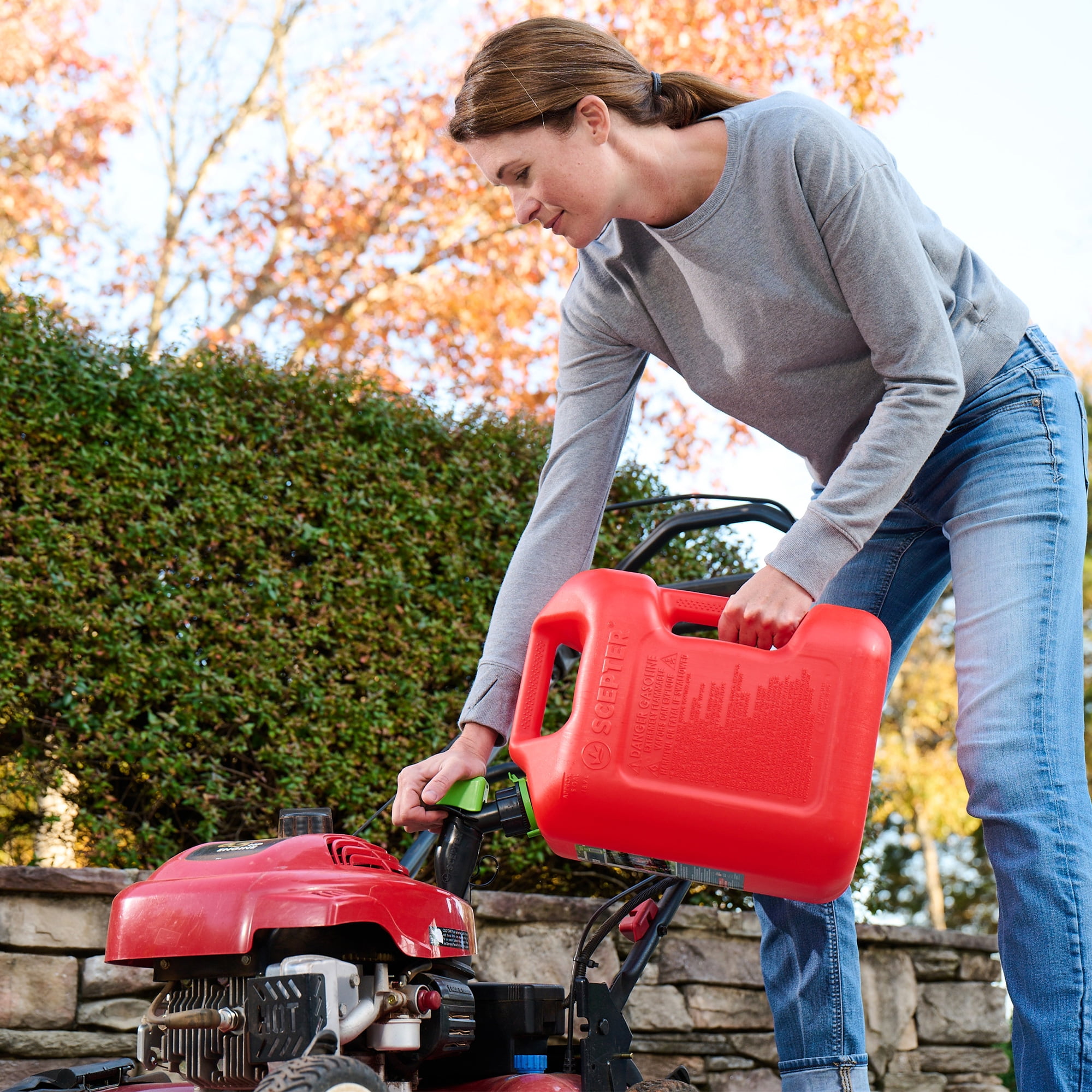 Scepter SmartControl Dual Handle 5 Gal Gasoline Can w/Funnel, 4 Pack, Red