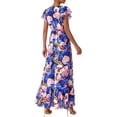 thumbnail image 6 of PRETTYGARDEN Womens Summer Floral Maxi Dresses Spring Short Sleeve Ruffle V Neck Flowy Boho Long Beach Vacation Sundress, 6 of 8