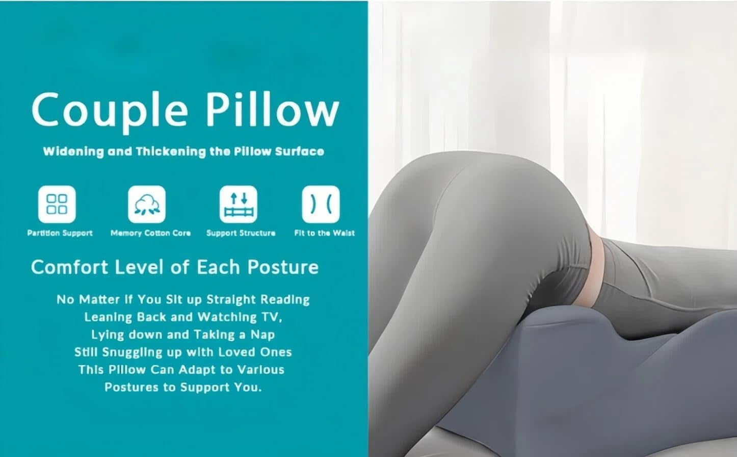 TripleHBB Ergonomic Memory Foam Wedge Pillow, 27° Multi-Position Support Pillow for Neck & Lumbar, Multi-Use Body Pillow with Removable Pillowcase