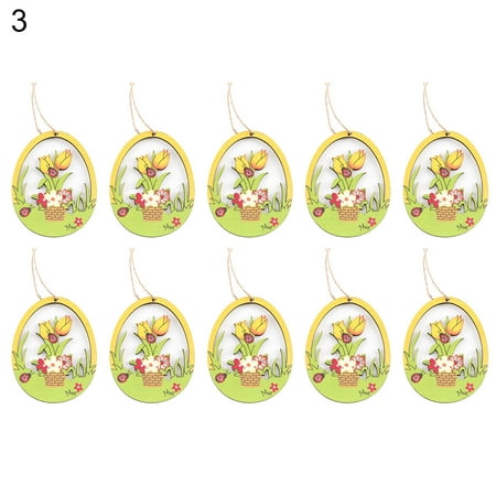 

10Pcs Hanging Pendant Exquisite Workmanship Wide Application Wood Mini Easter Bunny Decor Household Supplies