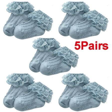 

5 Pairs Baby Girl Boy Socks Lace Ruffle Bow Newborn Bebe Cheap Stuff Floor Anti Slip Sox Kids Infantil Clothes Accessories(1 Year Blue)