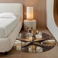 thumbnail image 4 of 3.3ft Washable Round Rug, Retro Star Non-Slip Circle Area Rug for Entryway Bedroom, Country Shabby Texas Stars Mottled Old Wood Grain Indoor Accent Floor Mat for Home Decor, 4 of 9