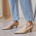 thumbnail image 2 of Women's Kitten Heels Pointed Closed Toe Pumps Wedding Office Work Comfortable Low Heel Dress Shoes for Women with Cushioned Inner Sole Beige 6, 2 of 9