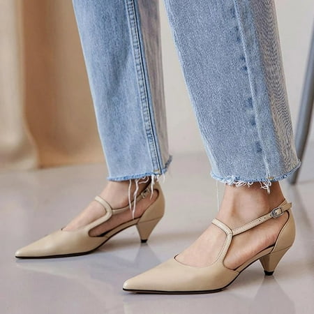 

Women s Shoes With Pointed Tapered Heel And Shallow Buckle Side Hollow Single Shoes