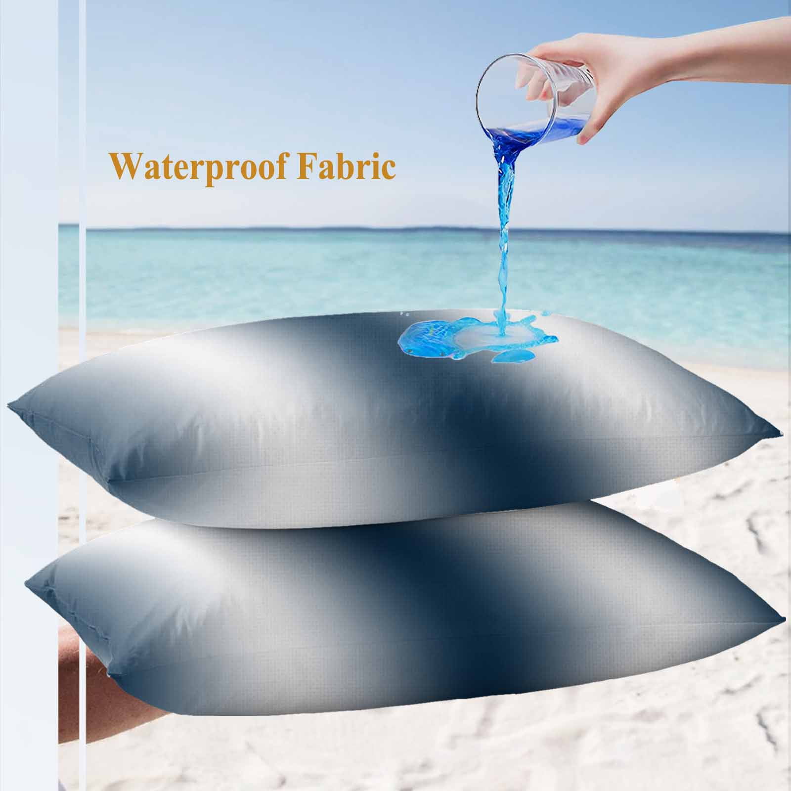 Dark Blue White Ombre Lumbar Pillow Covers 20x12 Inch Set of 2, Abstract Art Modern Blue Gradient Waterproof Outdoor Pillow Covers, Decorative Cushion Pillowcases for Couch, Sofa, Bed, Garden, Patio