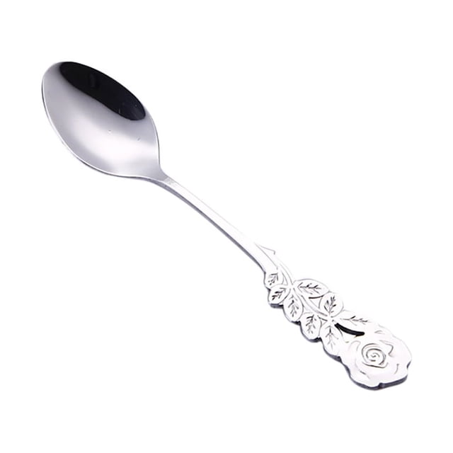 pdqouc Stainless Steel Flower Spoon Coffee Tea Spork Flatware Dessert Tool Mini Tea Coffee Ice cream Dessert Scoop Spoon Mini Tableware Ice Cream Decorative Spoons for Cafe Kitchen Dining Bar