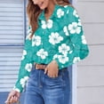 thumbnail image 4 of Abomasnow Womens Button Down Shirts Fashion Boho Floral Printed Shirts Dressy Casual Long Sleeve V Neck Tops S-2XL, 4 of 6