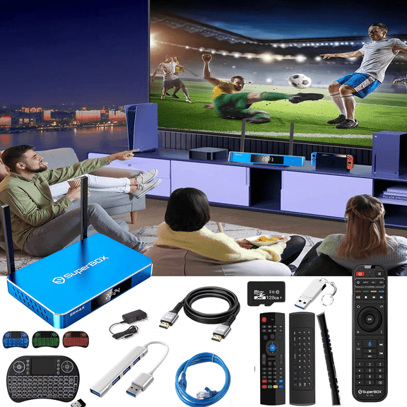 SuperBox S6 MAX 2025 Newest Pack 4G 64G Powerful Smart TV Box,Time Shift, Parental Control Time,Super Powerful TV Box with Voice Remote Control,Ideal for Home