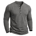 thumbnail image 5 of hoksml Men's Cotton Fabric Long Sleeve Henley Shirt, 4 Button Placket Solid Color Crew Neck Casual Daily Pullover Top, 5 of 7