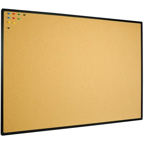 JILoffice Cork Board Bulletin Board 48 x 36 Notice Board , Black Aluminum Frame Wall Mounted