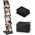 thumbnail image 1 of XIDIHF Foldable Magazine Rack, Floor Standing Literature Stand Brochure Display Rack, 4 Pockets with Carrying Bag for Office Trade Show Exhibitions Retail Store (Black-4-layer), 1 of 7