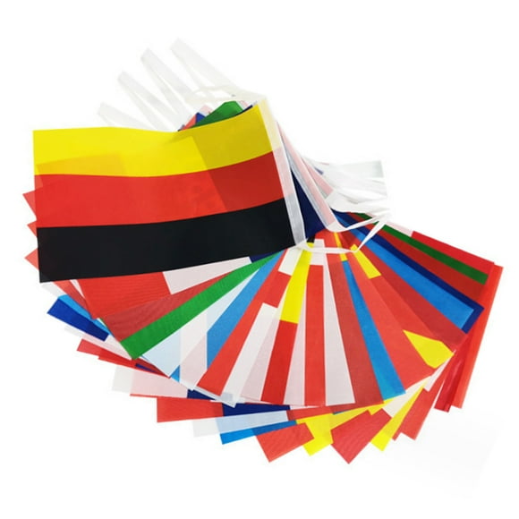 95ft 100 Countries String Flag, Sunscreen Decoration Polyester International Flags Bunting Banner Waterproof Professional Lathe Sewing for Party Decorations